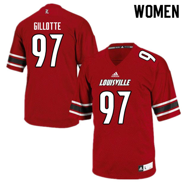 Women #97 Ashton Gillotte Louisville Cardinals College Football Jerseys Sale-Red - Click Image to Close